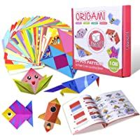 Los mejores  - Gamenote color kit de origami para niños 118 archivo de origami vívido de doble cara 55 páginas que enseña libro de…